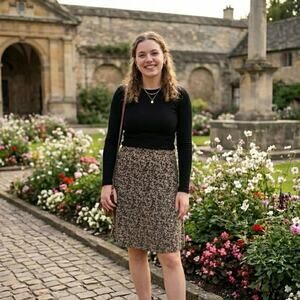 Vintage Old Navy Black and Brown Floral Pencil Skirt